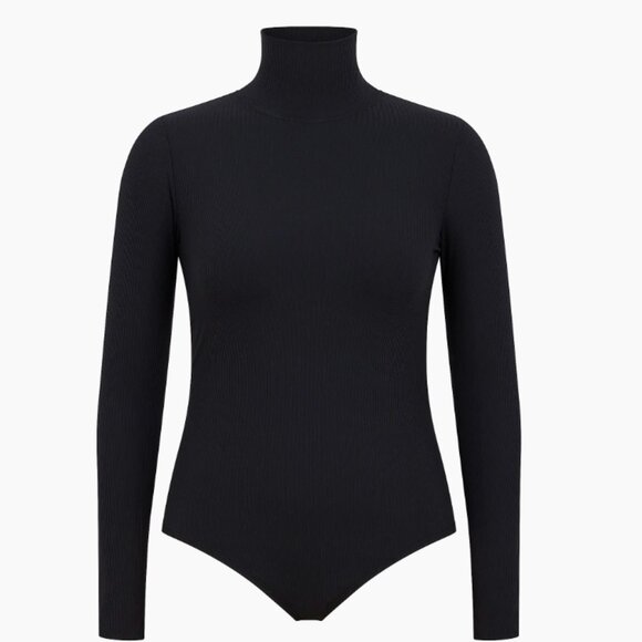 New with Tags - SPANX Classic Black Ribbed Turtleneck Bodysuit, Size Small - Picture 2 of 8